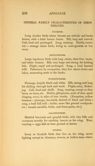 A description of bird families.