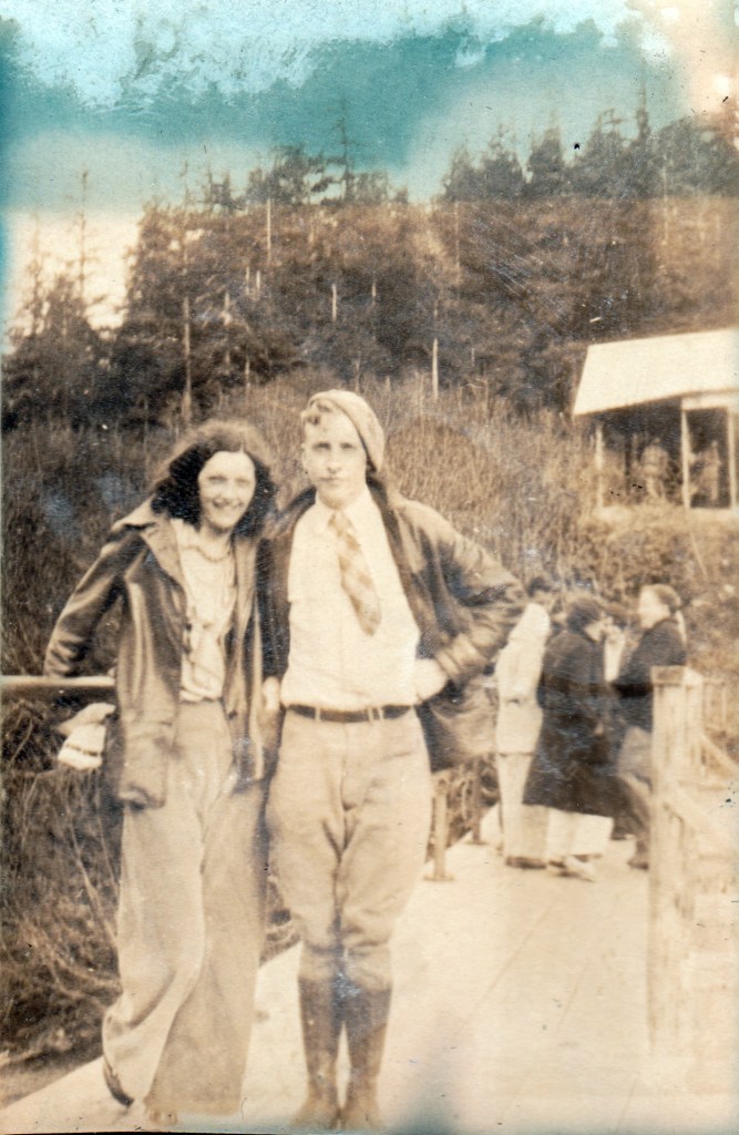 1931, a couple at Salmon Creek Dam, Juneau, Alaska
